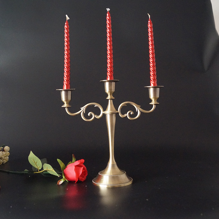European Wedding Gold Silver Copper Vintage Bar Table Metal Romantic Wedding Decoration Simple Candlestick Candleholder