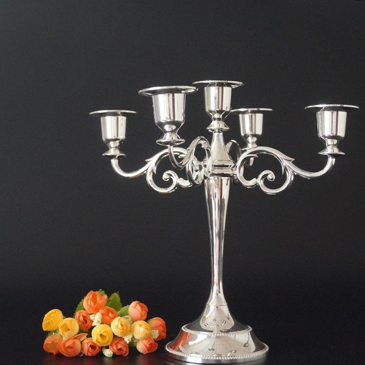 European Wedding Gold Silver Copper Vintage Bar Table Metal Romantic Wedding Decoration Simple Candlestick Candleholder