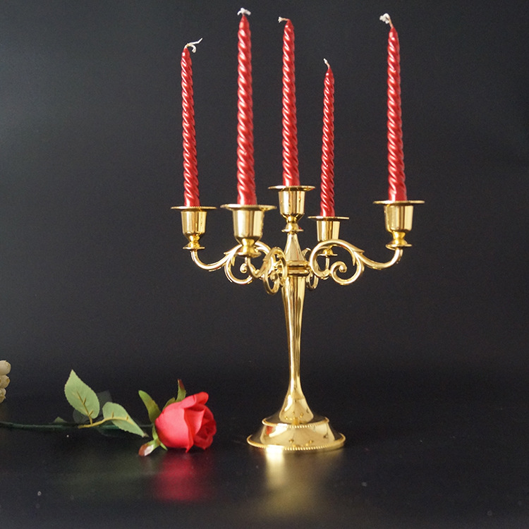 European Wedding Gold Silver Copper Vintage Bar Table Metal Romantic Wedding Decoration Simple Candlestick Candleholder