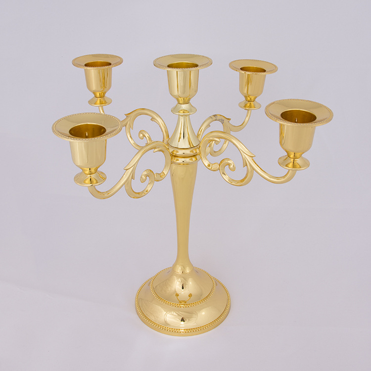 European Wedding Gold Silver Copper Vintage Bar Table Metal Romantic Wedding Decoration Simple Candlestick Candleholder