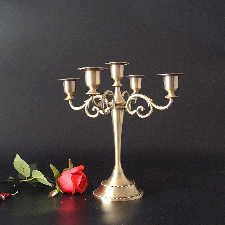 European Wedding Gold Silver Copper Vintage Bar Table Metal Romantic Wedding Decoration Simple Candlestick Candleholder