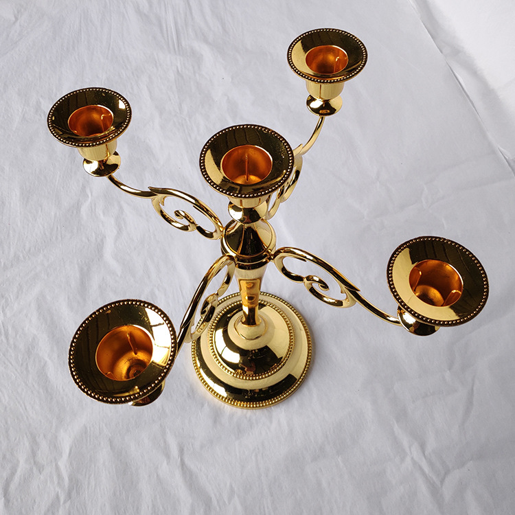 European Wedding Gold Silver Copper Vintage Bar Table Metal Romantic Wedding Decoration Simple Candlestick Candleholder