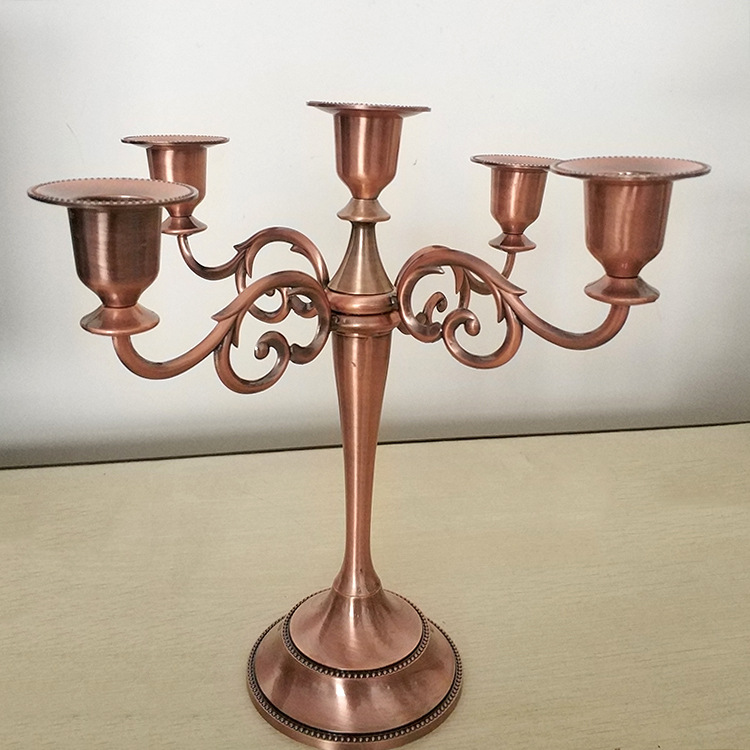 European Wedding Gold Silver Copper Vintage Bar Table Metal Romantic Wedding Decoration Simple Candlestick Candleholder