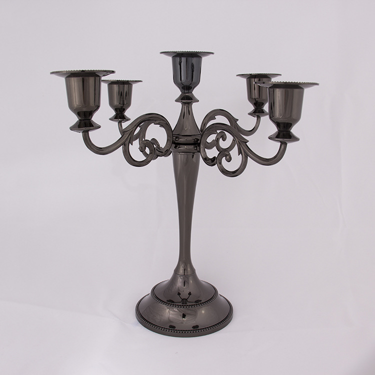 European Wedding Gold Silver Copper Vintage Bar Table Metal Romantic Wedding Decoration Simple Candlestick Candleholder