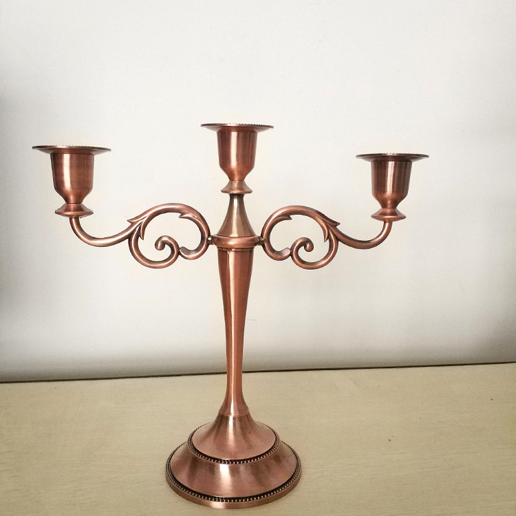 European Wedding Gold Silver Copper Vintage Bar Table Metal Romantic Wedding Decoration Simple Candlestick Candleholder