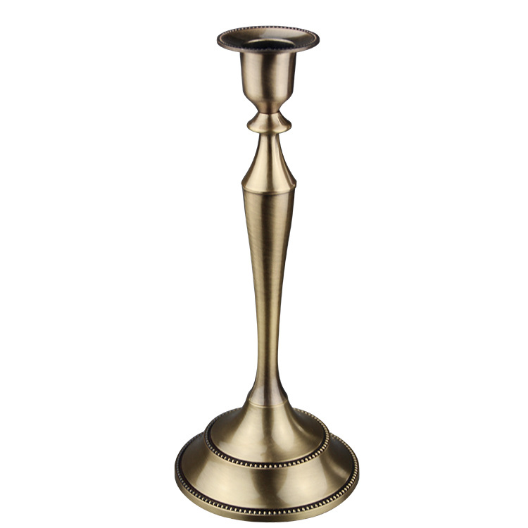 European Wedding Gold Silver Copper Vintage Bar Table Metal Romantic Wedding Decoration Simple Candlestick Candleholder