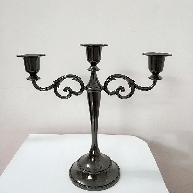 European Wedding Gold Silver Copper Vintage Bar Table Metal Romantic Wedding Decoration Simple Candlestick Candleholder