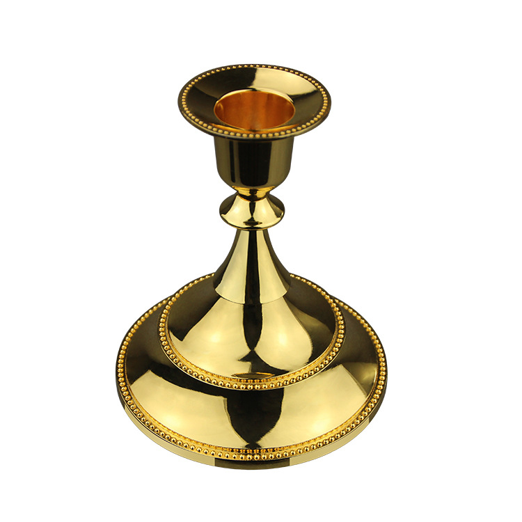 European Wedding Gold Silver Copper Vintage Bar Table Metal Romantic Wedding Decoration Simple Candlestick Candleholder