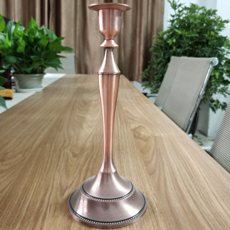 European Wedding Gold Silver Copper Vintage Bar Table Metal Romantic Wedding Decoration Simple Candlestick Candleholder