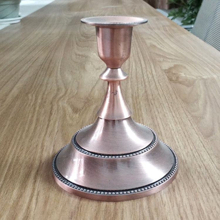 European Wedding Gold Silver Copper Vintage Bar Table Metal Romantic Wedding Decoration Simple Candlestick Candleholder