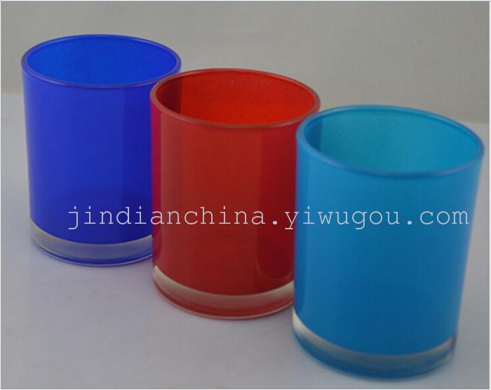 Christmas glass candleholder spray color glass candle cups-glass handicrafts wholesale bar, wrought iron candle holder 