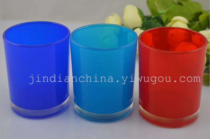 Christmas glass candleholder spray color glass candle cups-glass handicrafts wholesale bar, wrought iron candle holder 