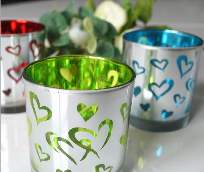 Valentine's Day Gift glass candle cups Heart-shaped pattern candleholder Valentine's Day Gift glass candle cups Heart-shaped pattern candleholder