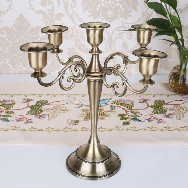 Head Five-Head Decoration Retro Romantic Wedding Props Candlelight Dinner Restaurant Hotel Home Decoration Candleholder