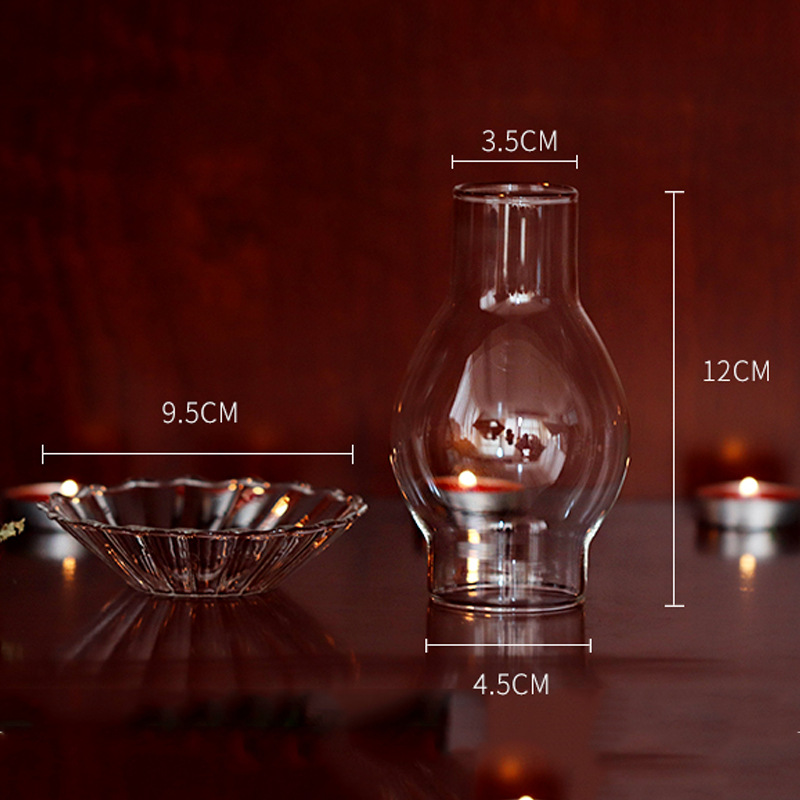 Candleholder Bed  Breakfast Home Desktop Decoration Modern  Minimalism Retro Style Candle Glass Cover
