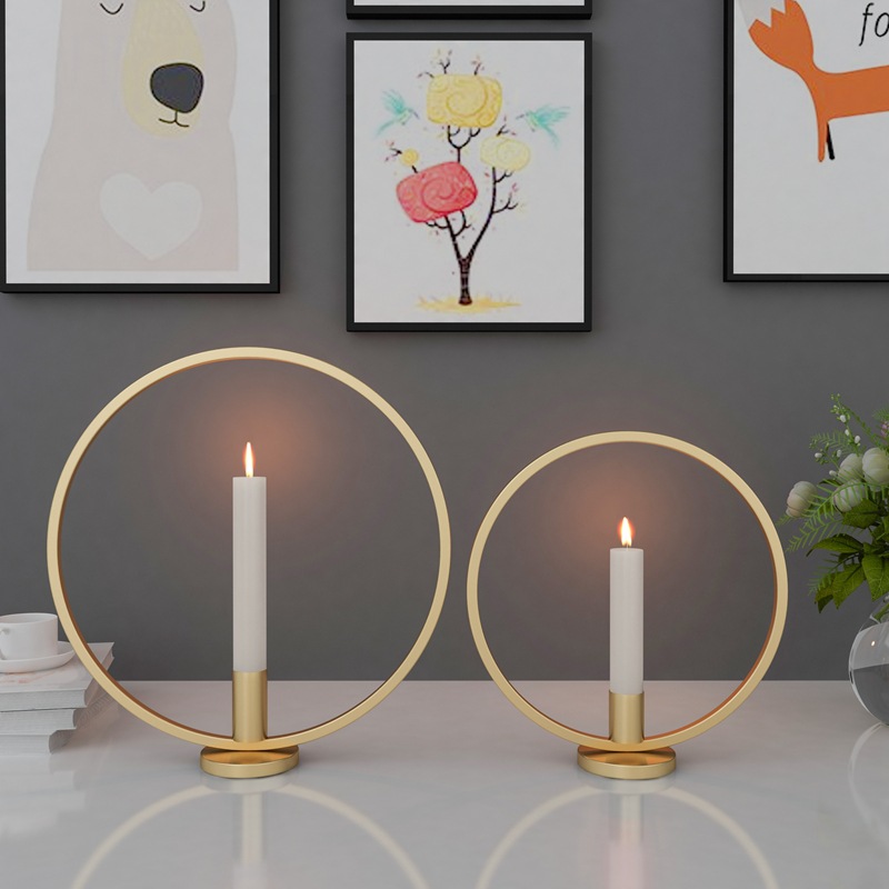 Factory Direct Sales Nordic round Simple Black Candlestick Home Decoration Dining Candleholder
