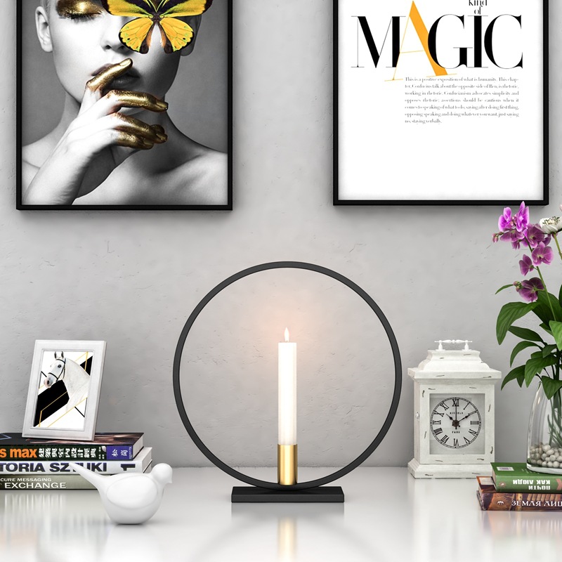 Factory Direct Sales Nordic round Simple Black Candlestick Home Decoration Dining Candleholder