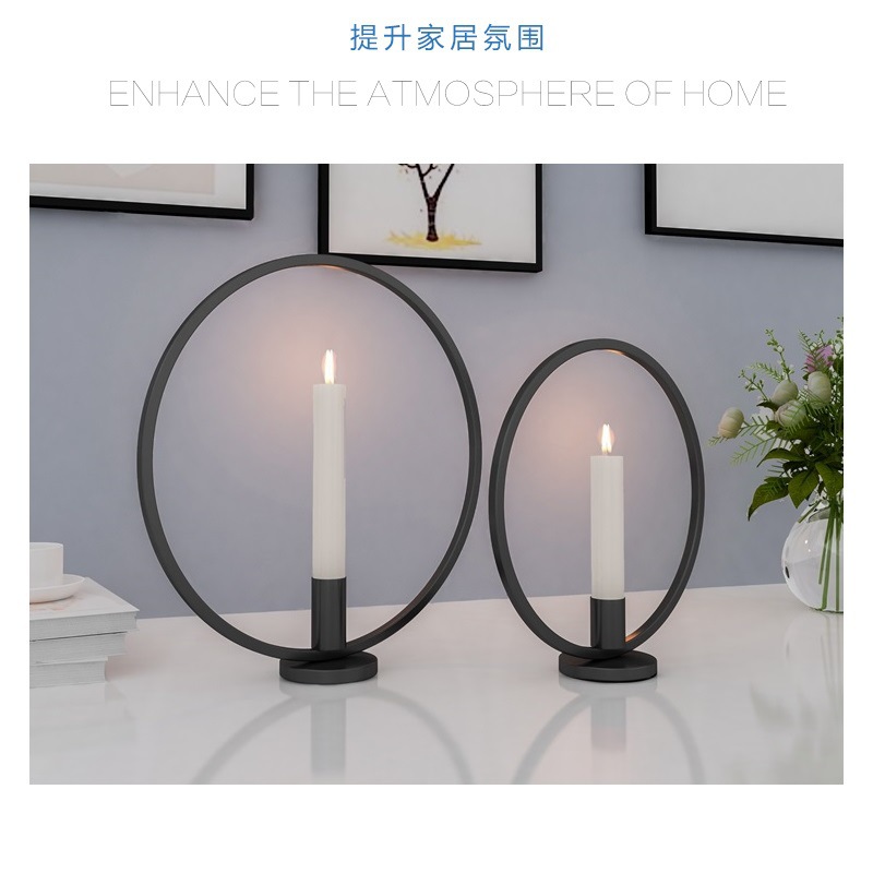 Factory Direct Sales Nordic round Simple Black Candlestick Home Decoration Dining Candleholder