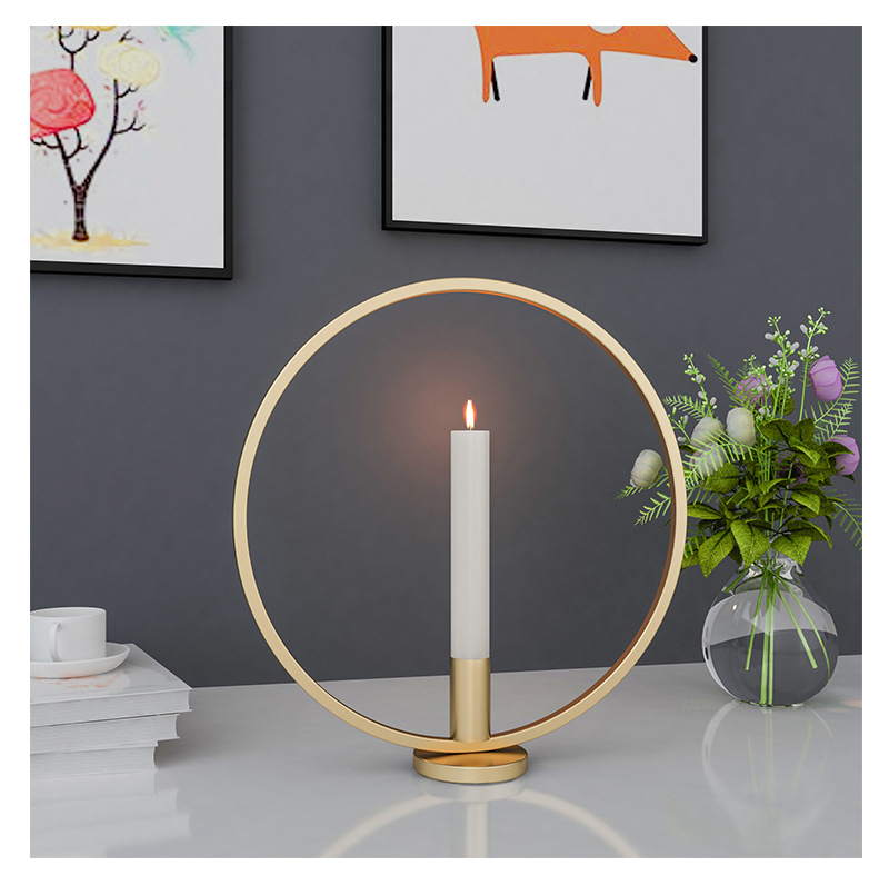 Factory Direct Sales Nordic round Simple Black Candlestick Home Decoration Dining Candleholder