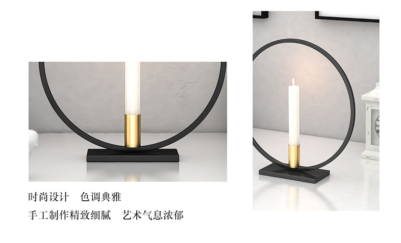 Factory Direct Sales Nordic round Simple Black Candlestick Home Decoration Dining Candleholder
