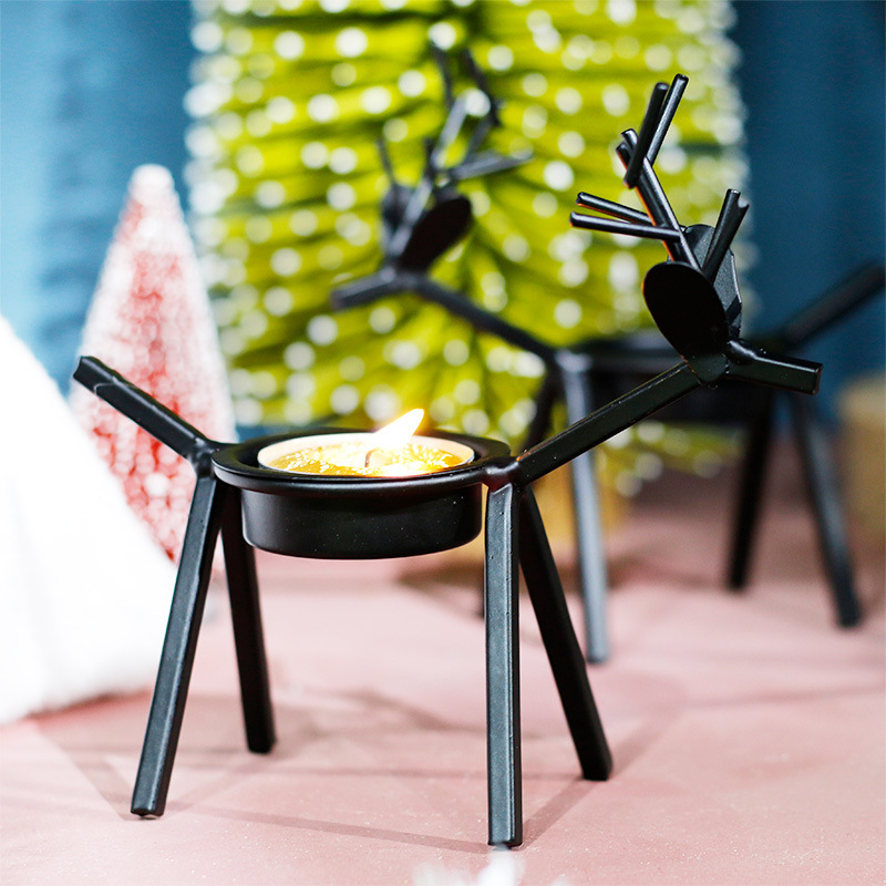 Cross-Border Spot Christmas Decorations Candle Holder Creative European Blackdeer Candleholder