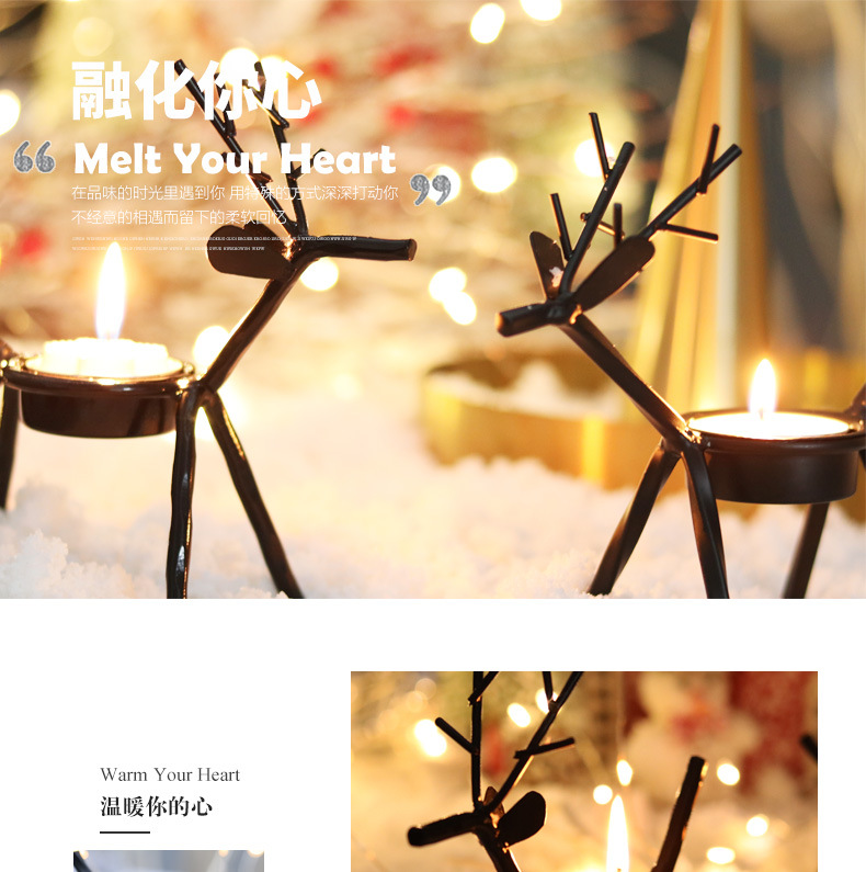 Cross-Border Spot Christmas Decorations Candle Holder Creative European Blackdeer Candleholder