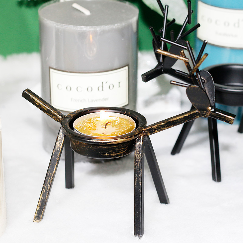 Cross-Border Spot Christmas Decorations Candle Holder Creative European Blackdeer Candleholder