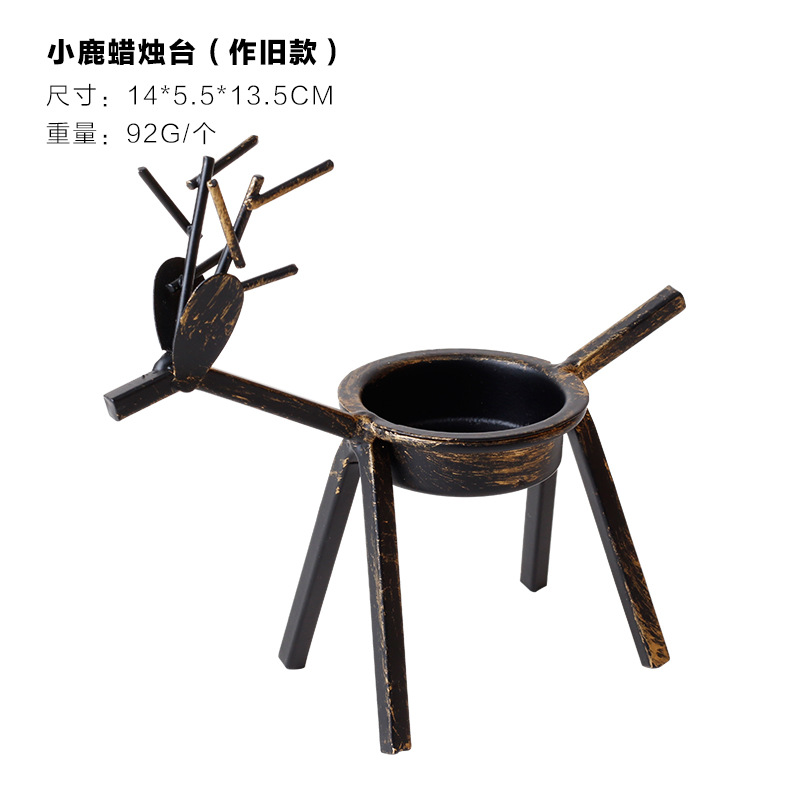 Cross-Border Spot Christmas Decorations Candle Holder Creative European Blackdeer Candleholder