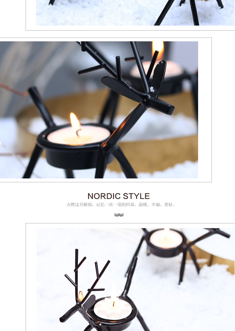 Cross-Border Spot Christmas Decorations Candle Holder Creative European Blackdeer Candleholder