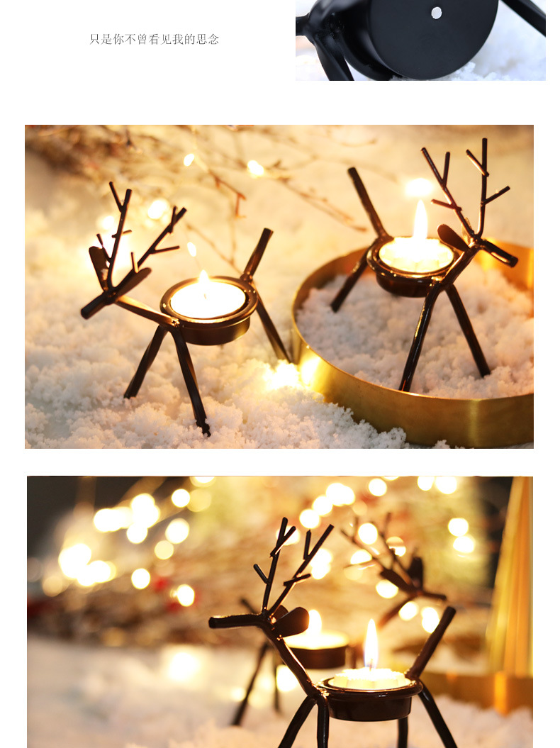 Cross-Border Spot Christmas Decorations Candle Holder Creative European Blackdeer Candleholder