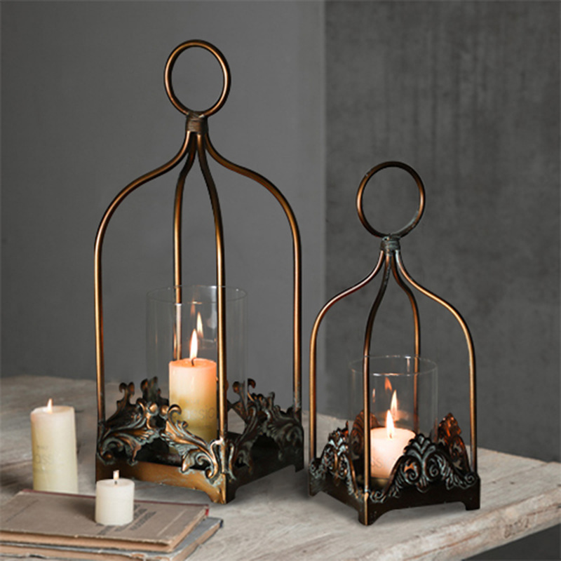 Retro Candlestick Desktop Decoration Bronze Iron Candlestick Candlelight Dinner Candleholder