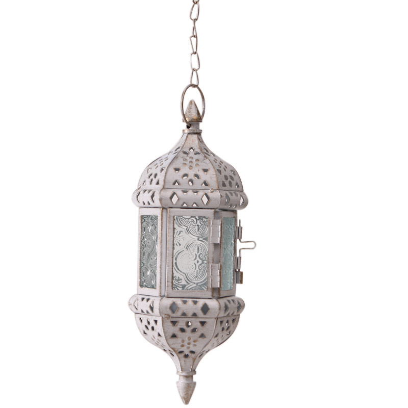 Gentle Times European Style Wrought Iron Suspension Candlestick Decoration Glass Cross-Border Candleholder