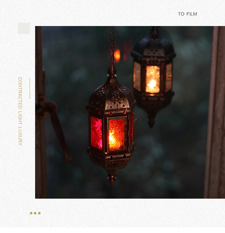 Gentle Times European Style Wrought Iron Suspension Candlestick Decoration Glass Cross-Border Candleholder