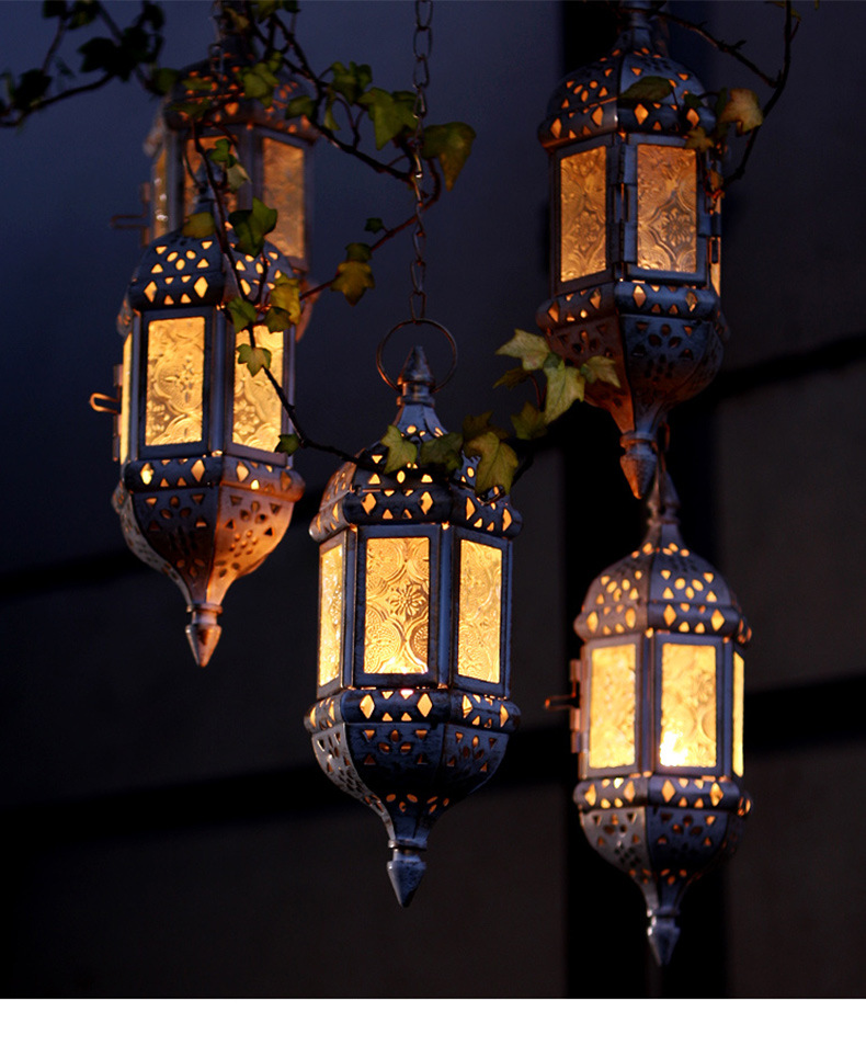 Gentle Times European Style Wrought Iron Suspension Candlestick Decoration Glass Cross-Border Candleholder
