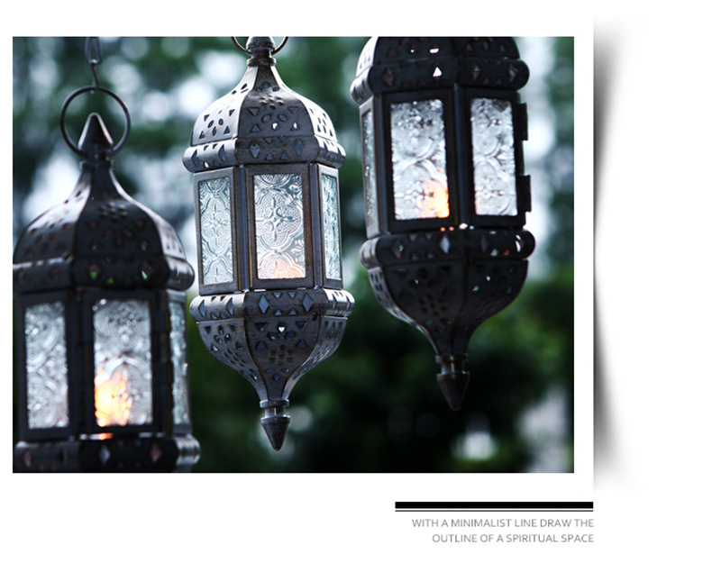 Gentle Times European Style Wrought Iron Suspension Candlestick Decoration Glass Cross-Border Candleholder