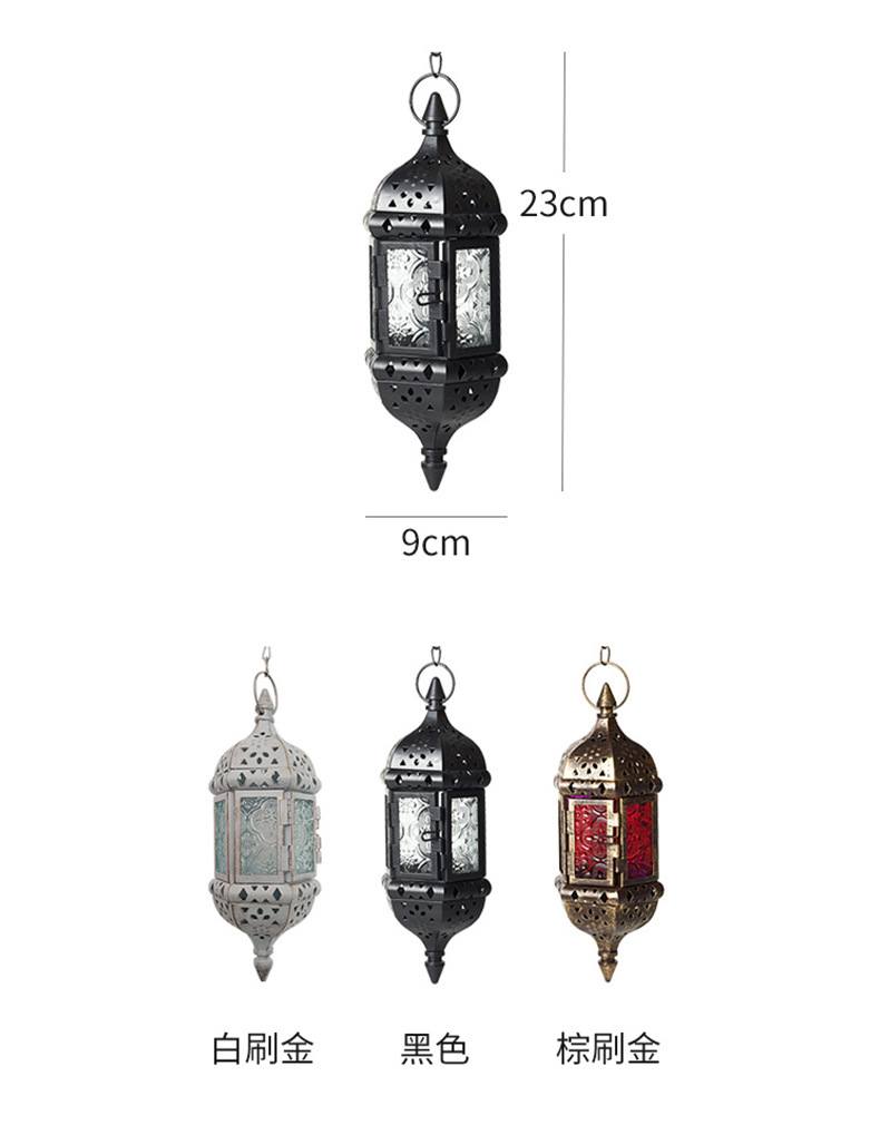 Gentle Times European Style Wrought Iron Suspension Candlestick Decoration Glass Cross-Border Candleholder