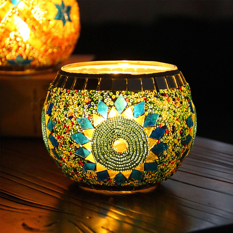 Broken Guaranteed Compensation Classic Hot Selling Product European Mosaic Glass Candlestick Candleholder