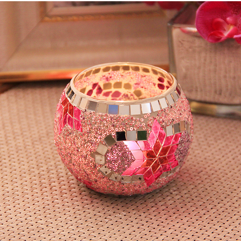 Broken Guaranteed Compensation Classic Hot Selling Product European Mosaic Glass Candlestick Candleholder