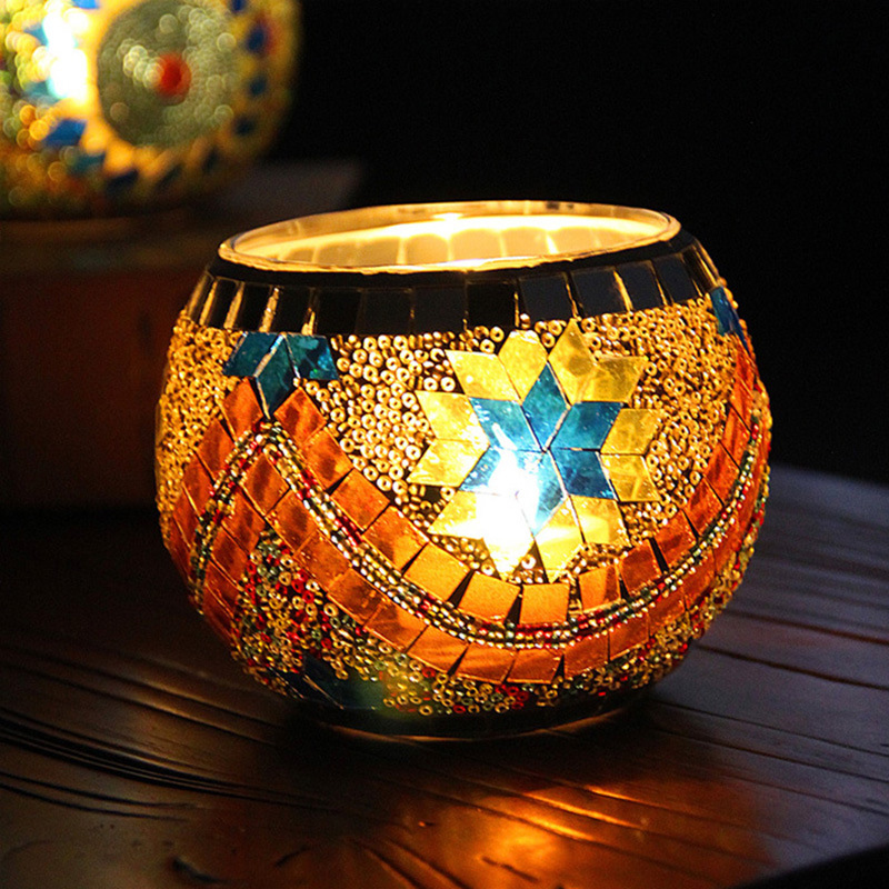 Broken Guaranteed Compensation Classic Hot Selling Product European Mosaic Glass Candlestick Candleholder