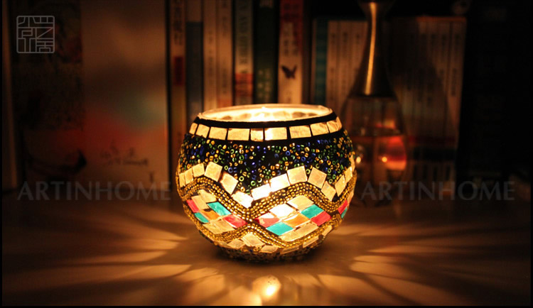 Broken Guaranteed Compensation Classic Hot Selling Product European Mosaic Glass Candlestick Candleholder