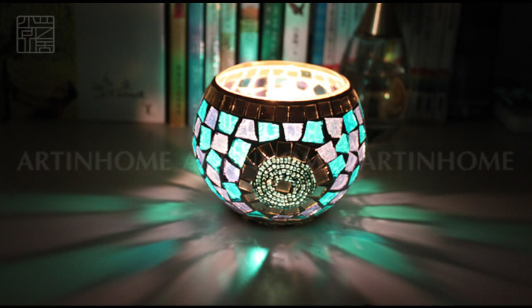 Broken Guaranteed Compensation Classic Hot Selling Product European Mosaic Glass Candlestick Candleholder