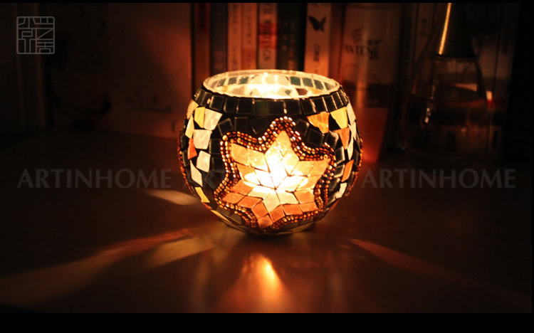 Broken Guaranteed Compensation Classic Hot Selling Product European Mosaic Glass Candlestick Candleholder