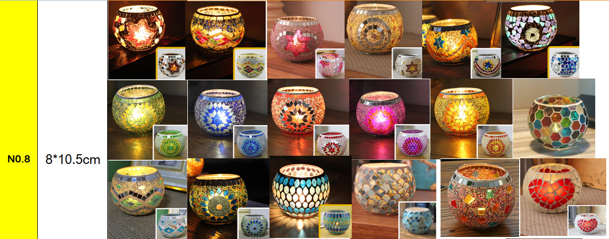 Broken Guaranteed Compensation Classic Hot Selling Product European Mosaic Glass Candlestick Candleholder