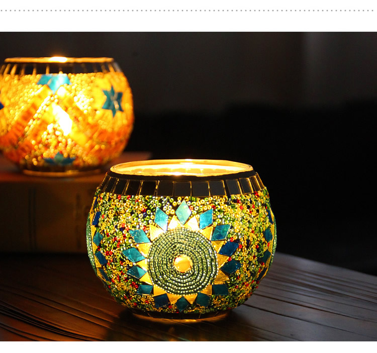 Broken Guaranteed Compensation Classic Hot Selling Product European Mosaic Glass Candlestick Candleholder