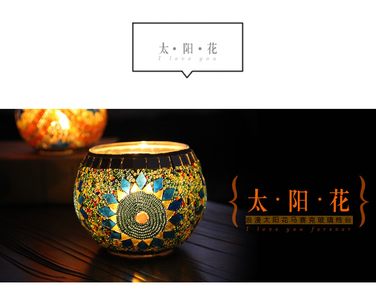 Broken Guaranteed Compensation Classic Hot Selling Product European Mosaic Glass Candlestick Candleholder