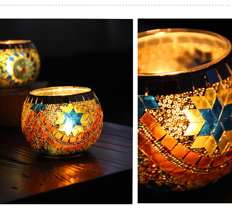 Broken Guaranteed Compensation Classic Hot Selling Product European Mosaic Glass Candlestick Candleholder