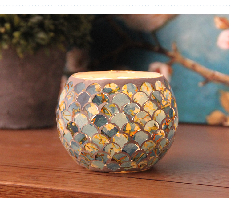 Broken Guaranteed Compensation Classic Hot Selling Product European Mosaic Glass Candlestick Candleholder