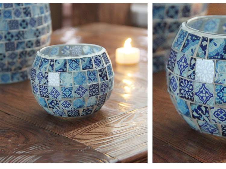 Broken Guaranteed Compensation Classic Hot Selling Product European Mosaic Glass Candlestick Candleholder