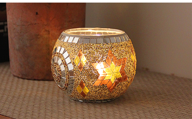 Broken Guaranteed Compensation Classic Hot Selling Product European Mosaic Glass Candlestick Candleholder