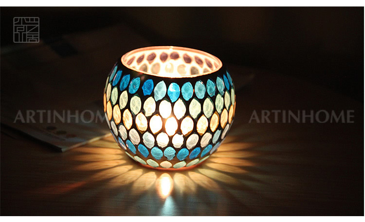 Broken Guaranteed Compensation Classic Hot Selling Product European Mosaic Glass Candlestick Candleholder